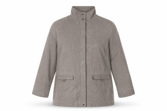 Front view of Debenhams women’s grey jacket coat, size UK 14