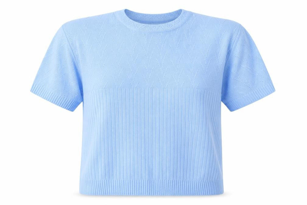 Front view of Bonmarché women’s blue jumper, size S