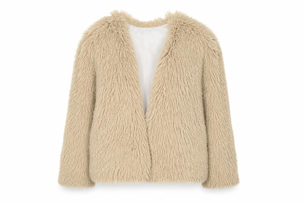 Front view of Preworn women’s beige jacket one size