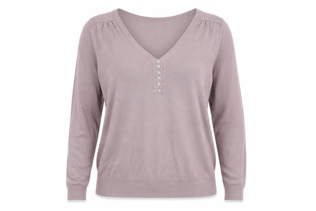 Front view of Marks & Spencer women’s beige jumper, size UK 18
