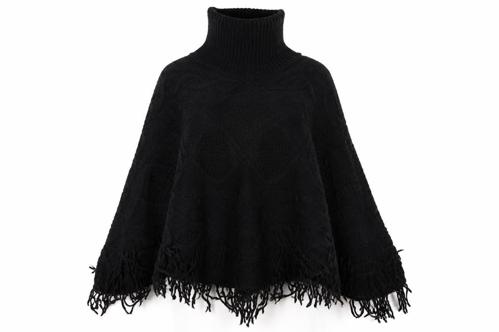 Front view of Next women’s black overcoat poncho, size M