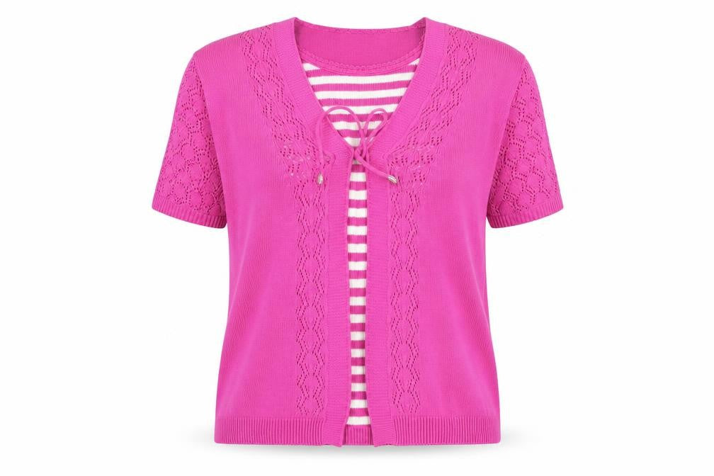 Front view of Florida women’s pink striped jumper, size M