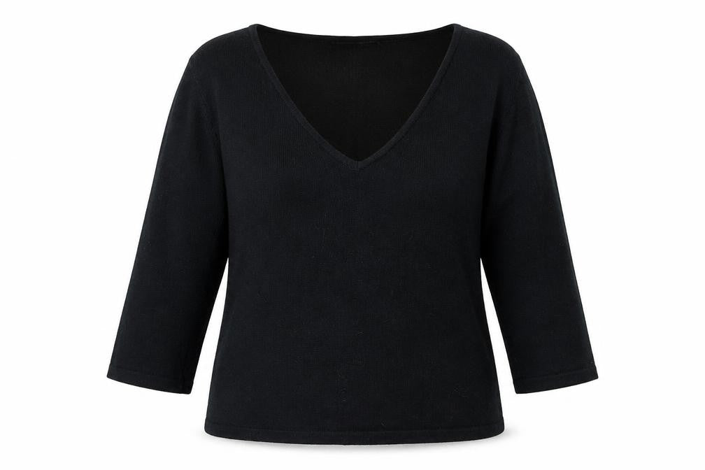 Front view of Nouveau Edition women’s black knit jumper, size UK 14