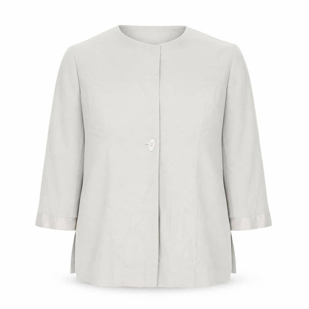 Front view of ELVI women’s green jacket blazer, size UK 16