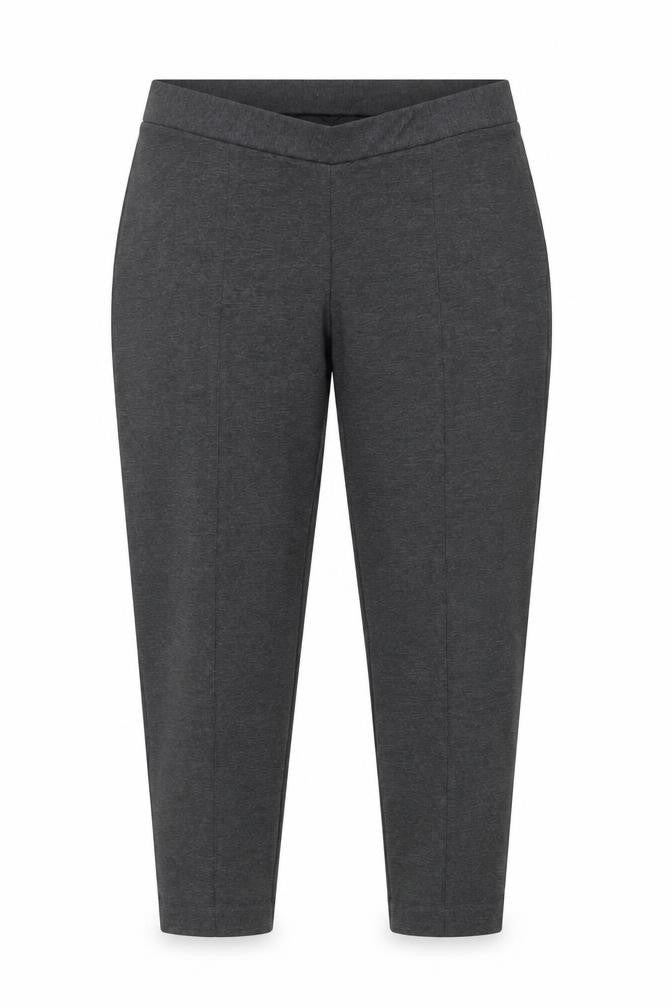 Front view of Preworn women’s grey trousers, size L, 27-inch leg