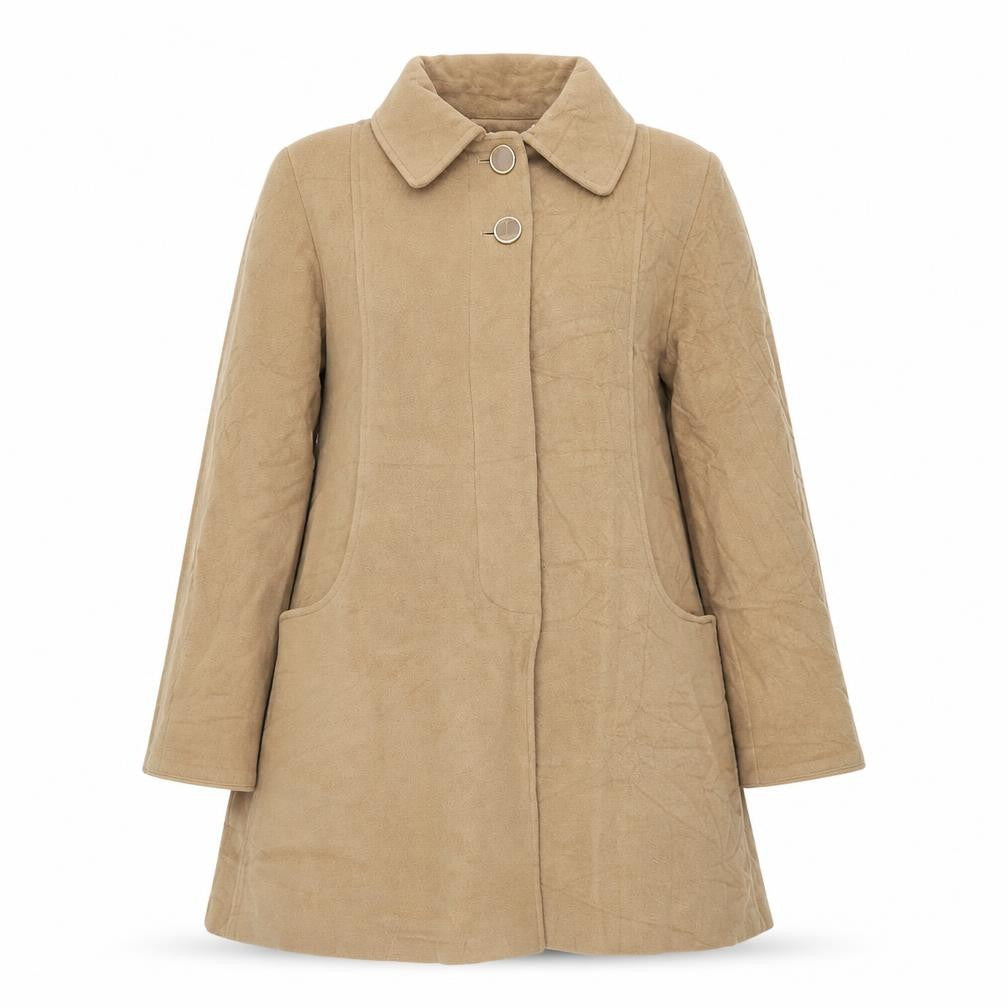 Front view of Kesta women’s beige pea coat coat, size UK 12
