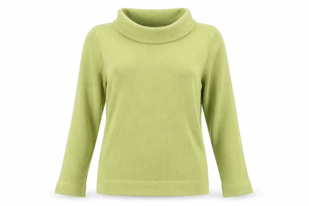 Front view of St Michael women’s green knit jumper, size UK 8