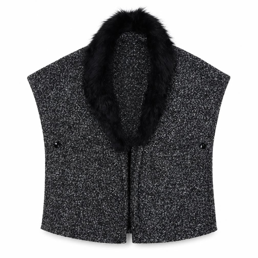 Front view of Intuition women’s black polka dot jacket, size S