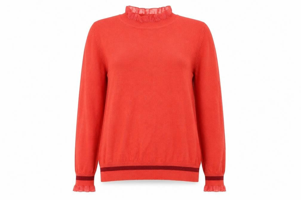 Front view of Next women’s red jumper, size M