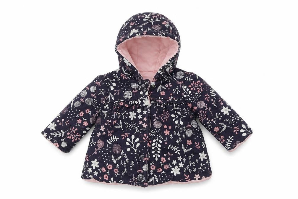 Front view of George girls’ purple floral jacket one size