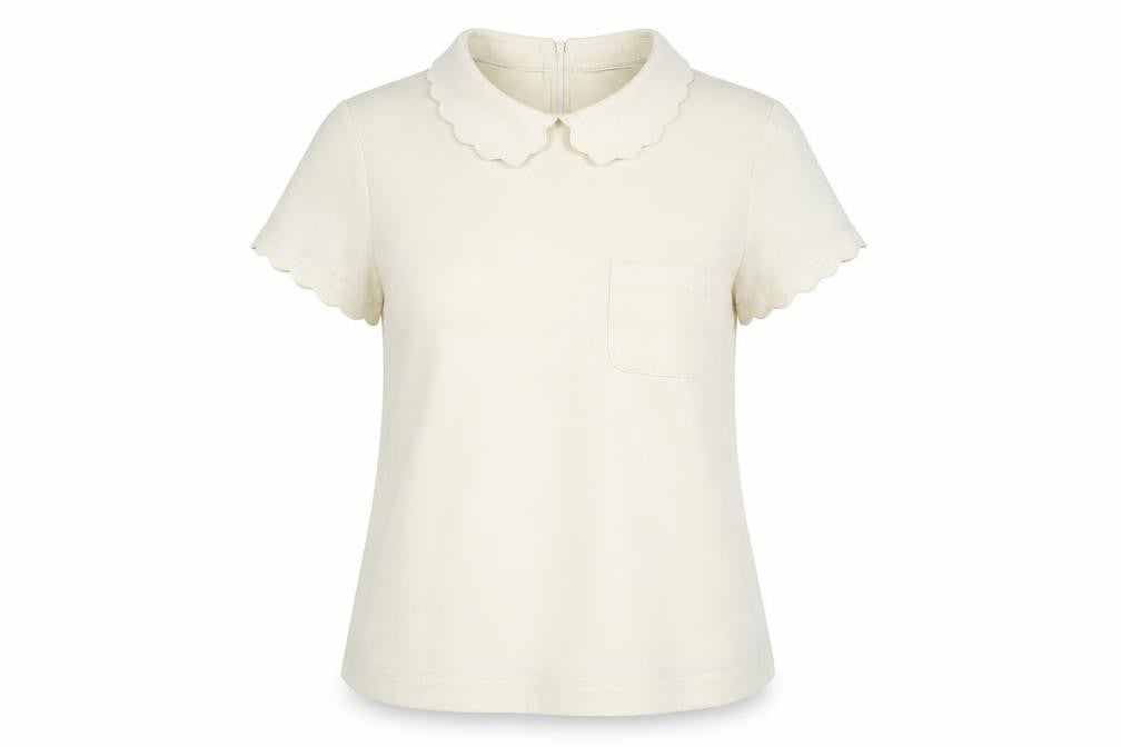 Front view of Warehouse women’s ivory basic blouse, size UK 8