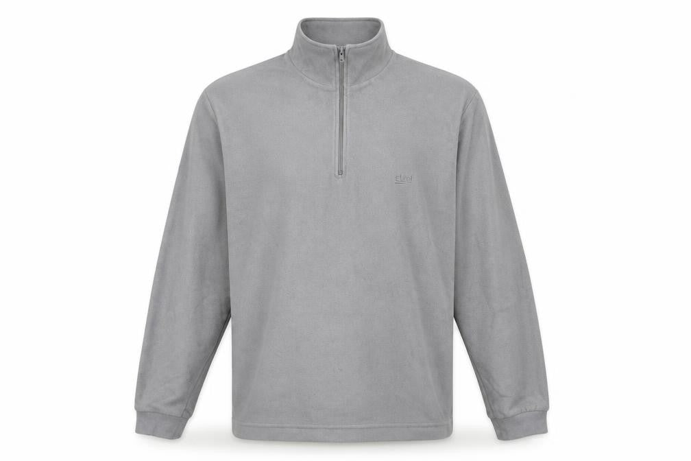Front view of Etirel men’s grey henley jumper, size M
