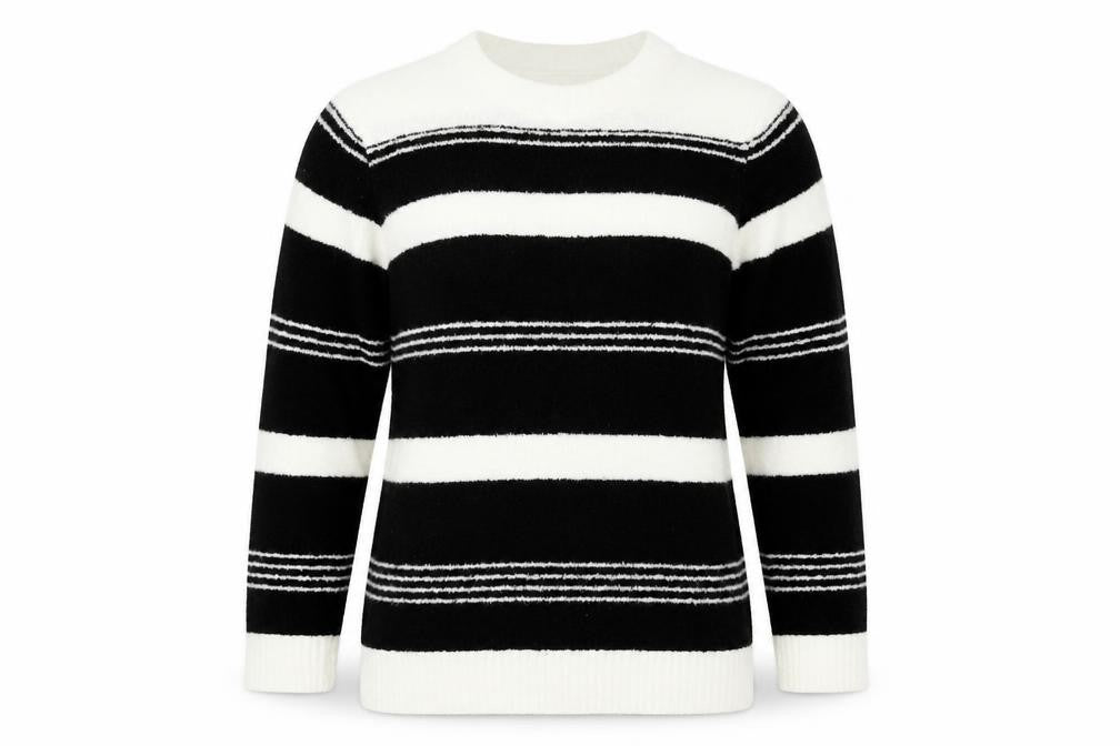 Front view of Pure & Natural women’s ivory striped jumper, size XL