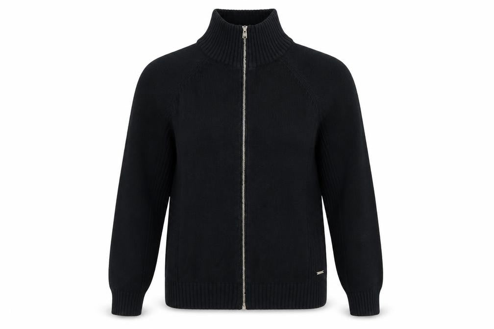 Front view of ALICE COLLINA women’s black jacket coatigan, size UK 14