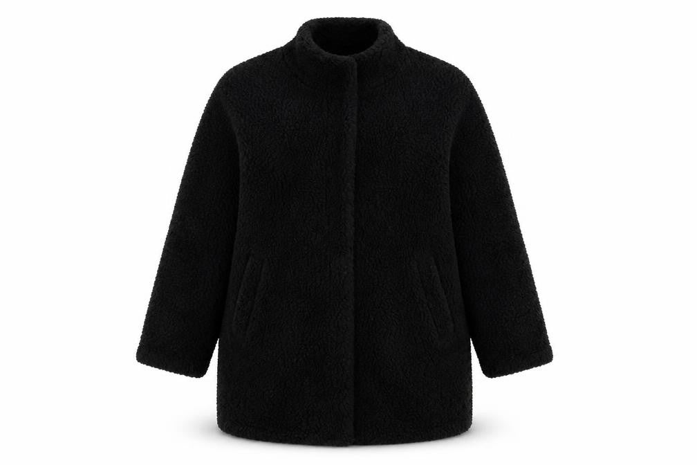 Front view of H&M women’s black jacket coat, size S