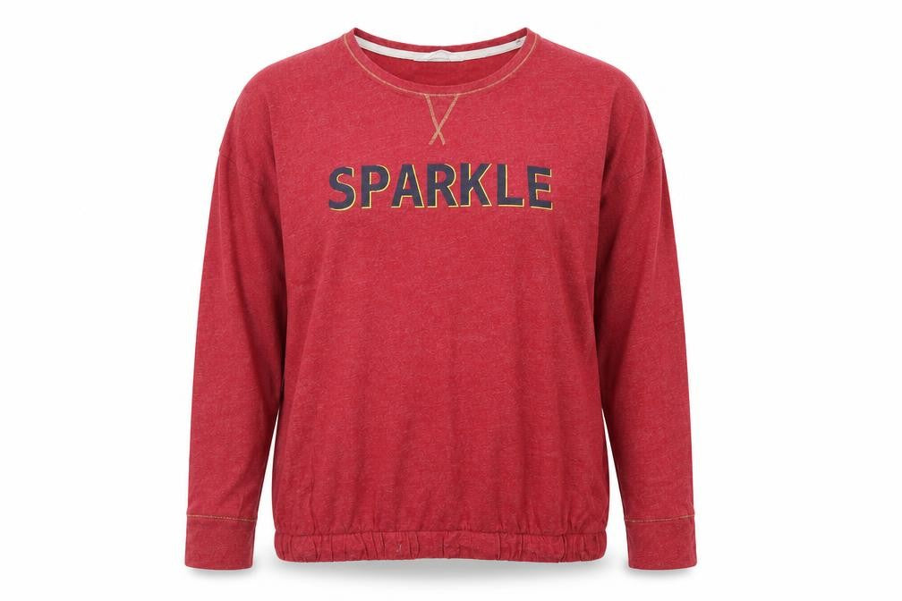 Front view of Marks & Spencer women’s red jumper, size UK 16