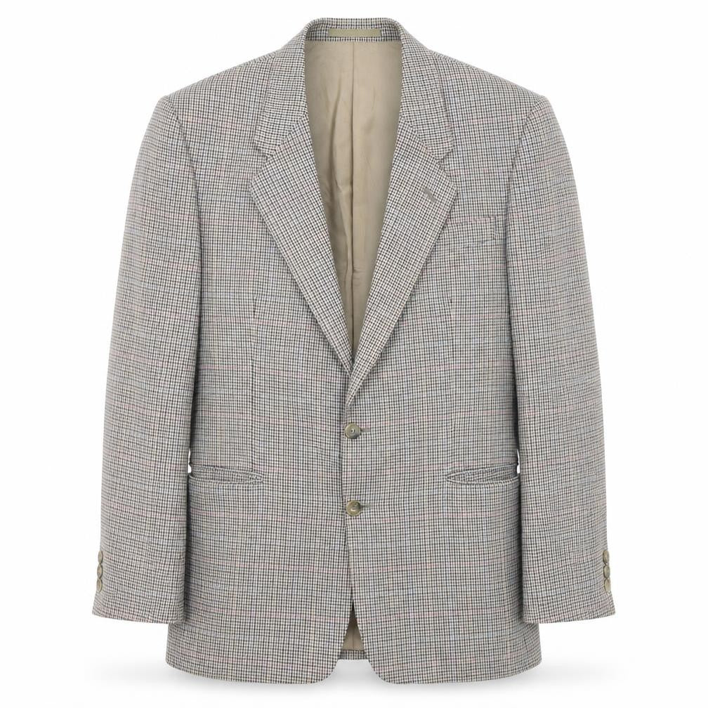 Front view of Debenhams men’s beige check jacket suit jacket, size L