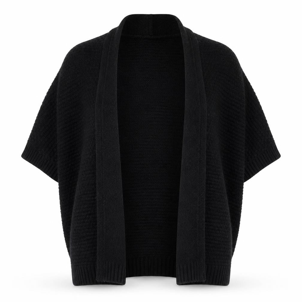 Front view of M&Co women’s black cardigan jumper, size UK 12