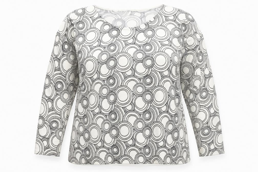 Front view of Bonmarché women’s white geometric jumper, size XL