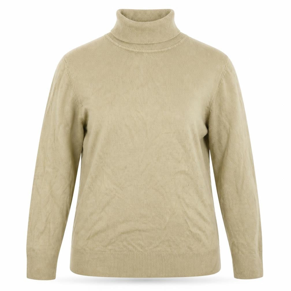 Front view of Preworn women’s beige knit jumper, size UK 10