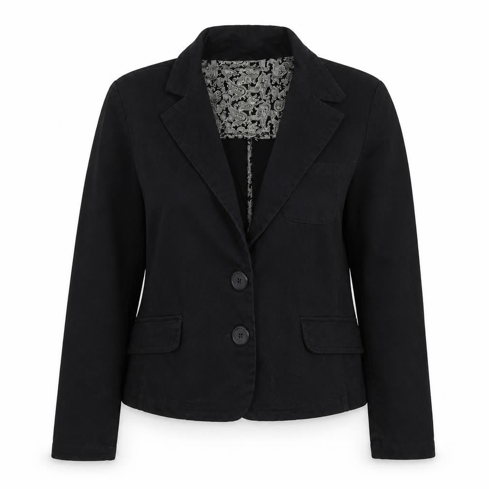 Front view of My Favourite Jacket women’s black jacket blazer, size L