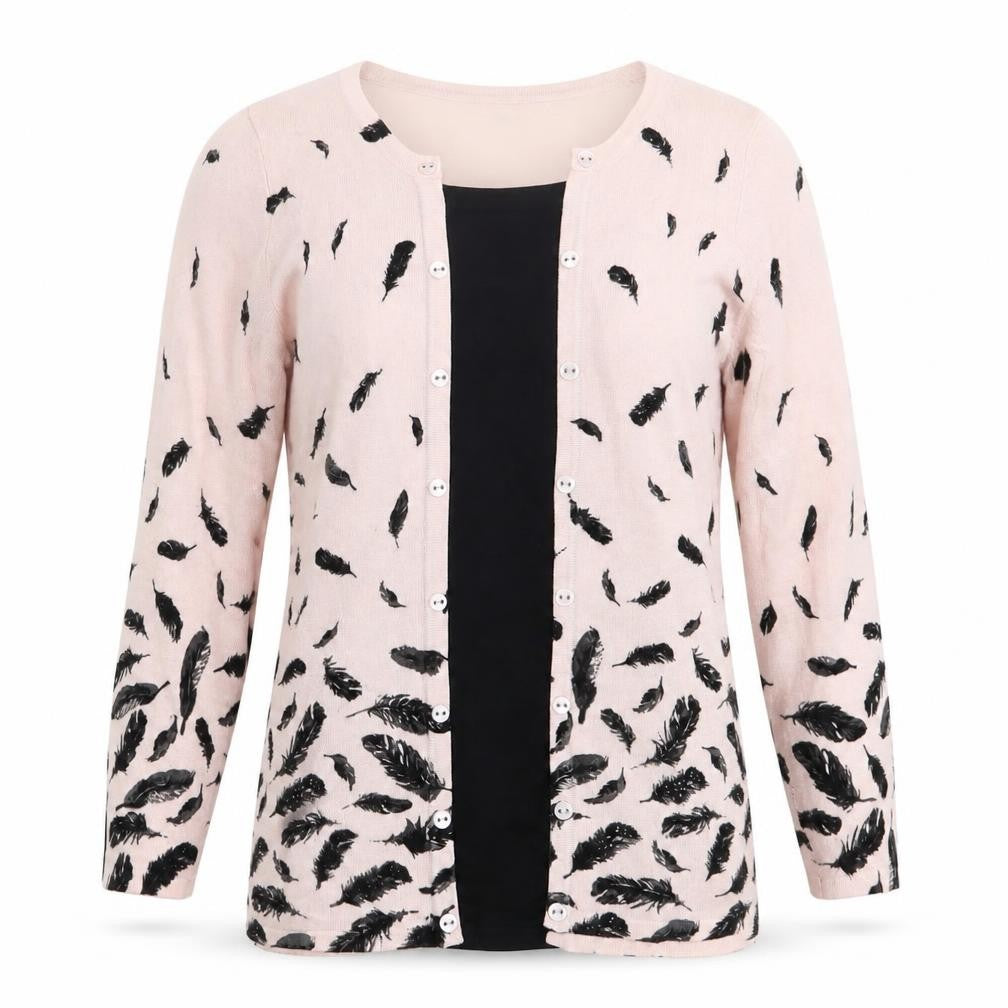 Front view of M&Co women’s pink geometric knit jumper, size UK 8