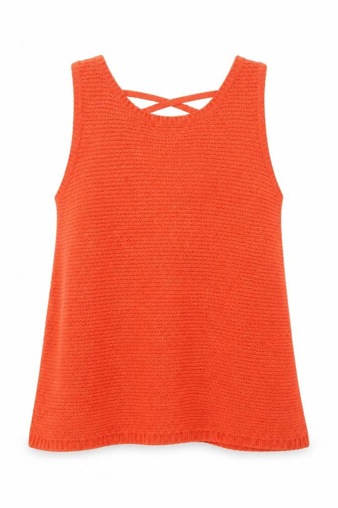 Front view of New Look women’s orange knit jumper, size UK 10