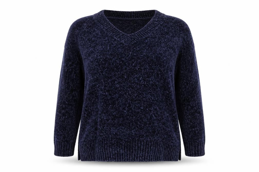 Front view of Beyou women’s blue jumper, size UK 16