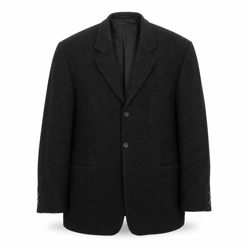 Front view of Pinstripe men’s black jacket suit jacket, size 42
