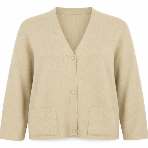 BM Womens Beige  Knit Cardigan Jumper Size L