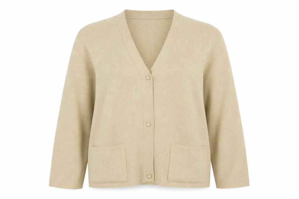 BM Womens Beige  Knit Cardigan Jumper Size L