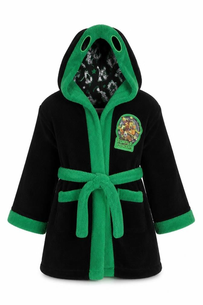 BHS Boys Black Geometric   Robe Size 2-3 Years  - Ninja Turtls
