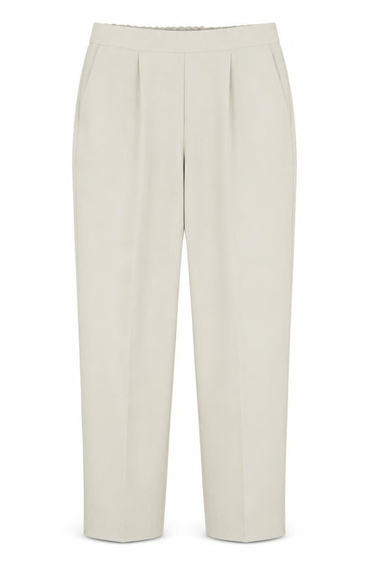 Front view of Preworn women’s beige trousers, size UK 18, 23.5-inch leg