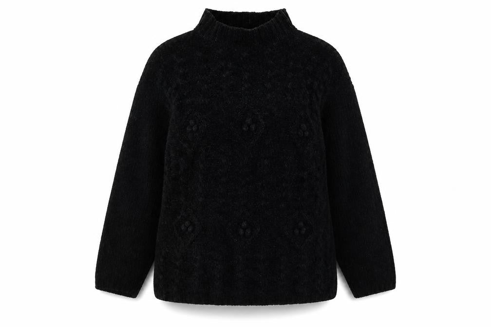 Front view of Nutshell women’s black knit jumper, size S