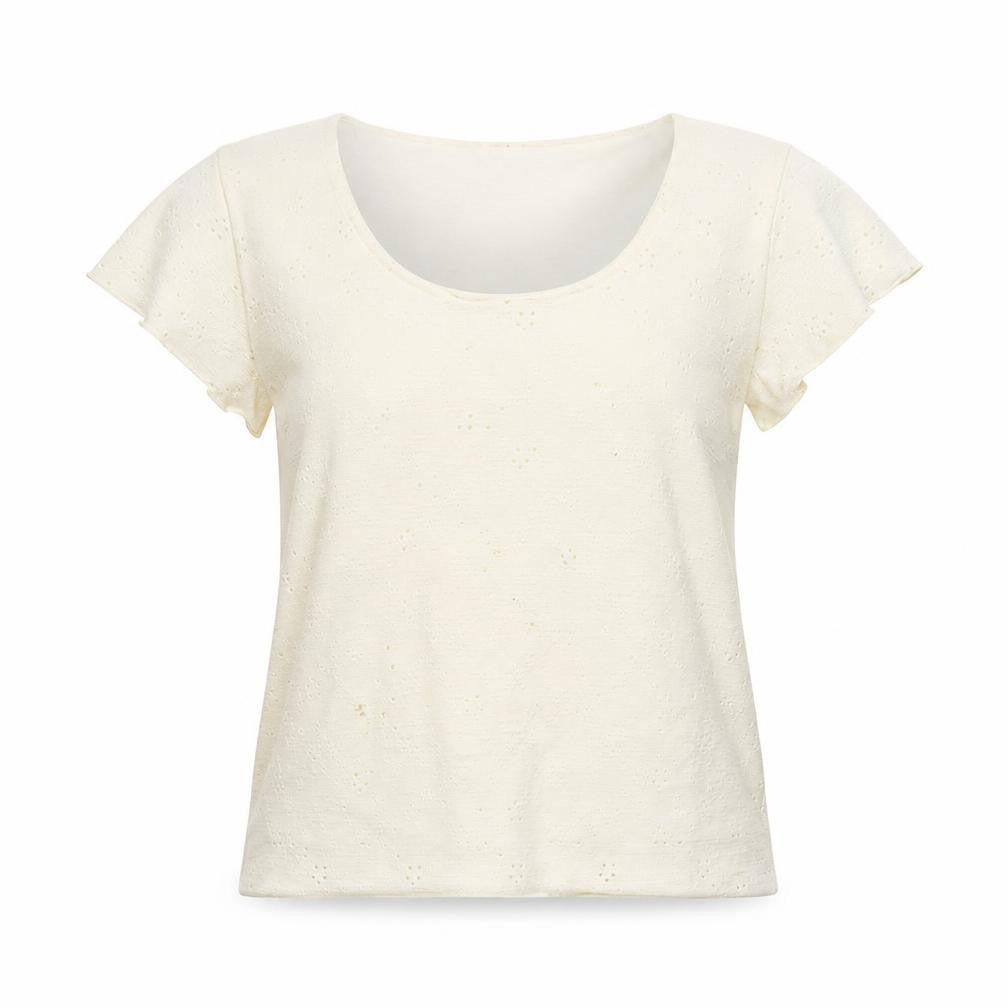 Front view of Saloos women’s ivory basic blouse, size M