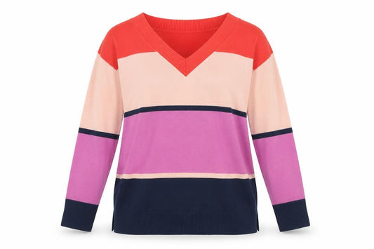 Front view of Principles women’s blue striped jumper, size UK 10