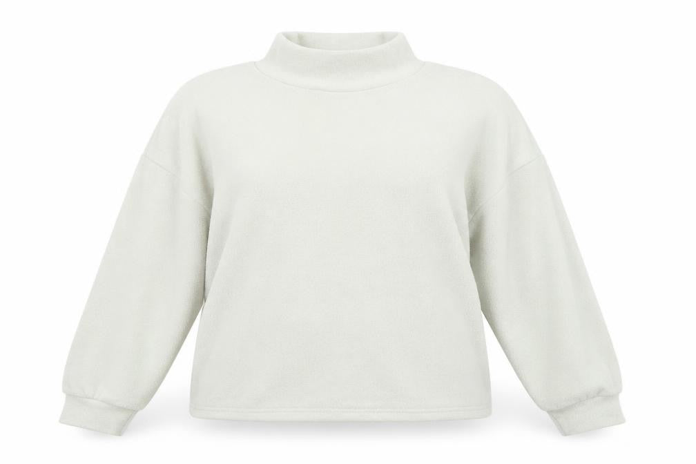 Front view of New Look women’s green fleece pullover sweatshirt, size S, - cropped