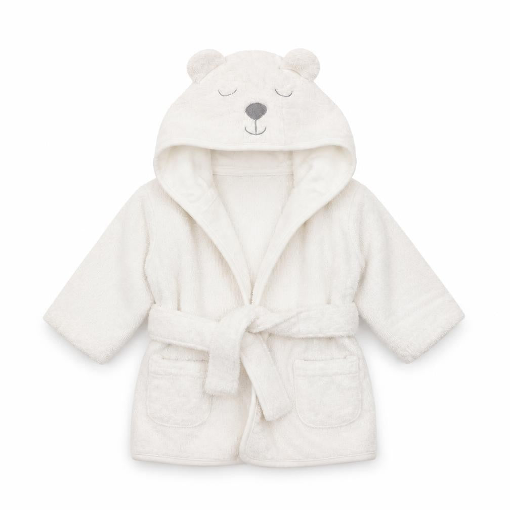 Front view of V by Very girls’ white solid kaftan robe, size 3-6, months