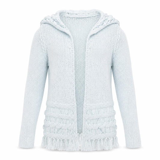 Front view of Paramour men’s blue knit cardigan jumper, size S