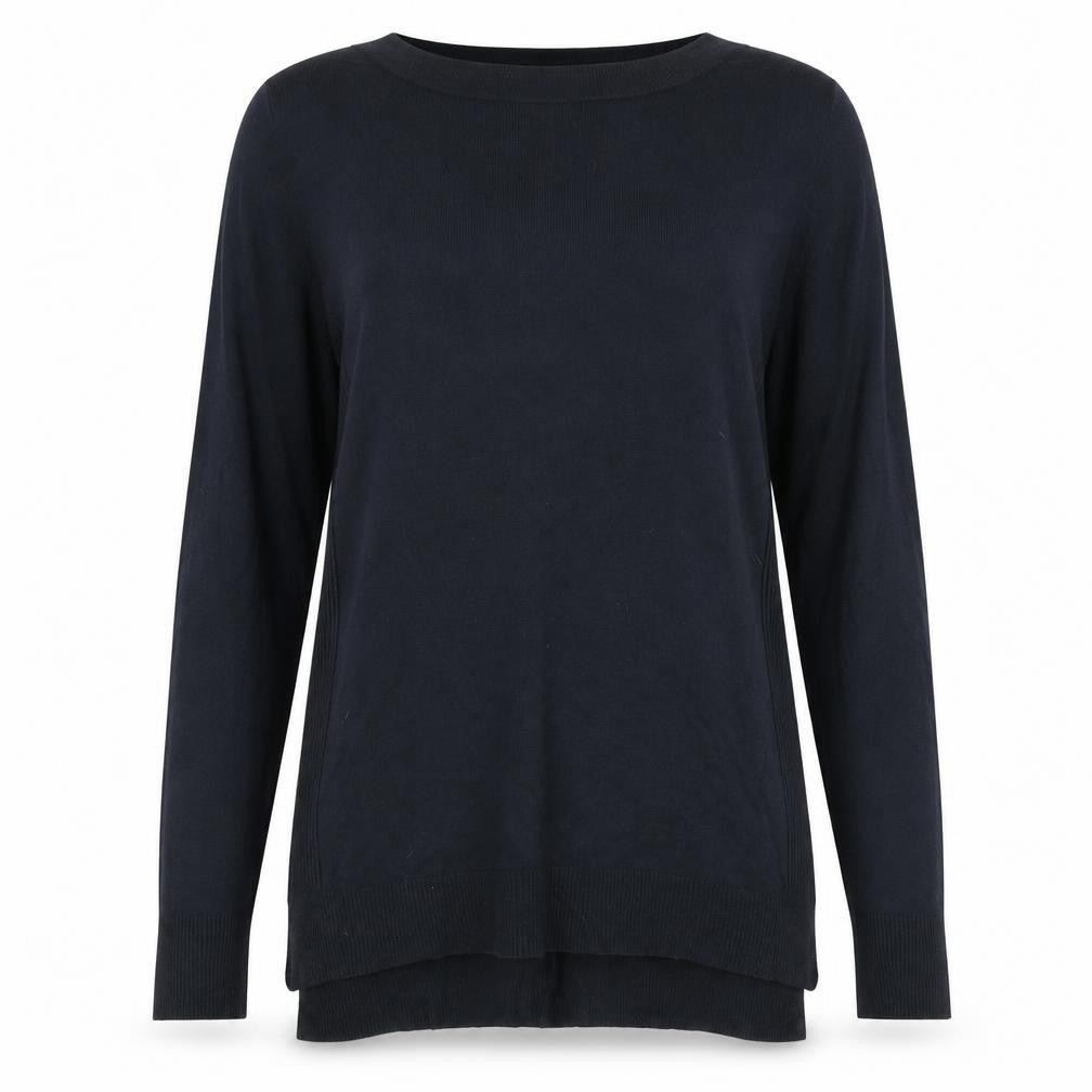 Front view of F&F women’s blue knit jumper, size UK 8