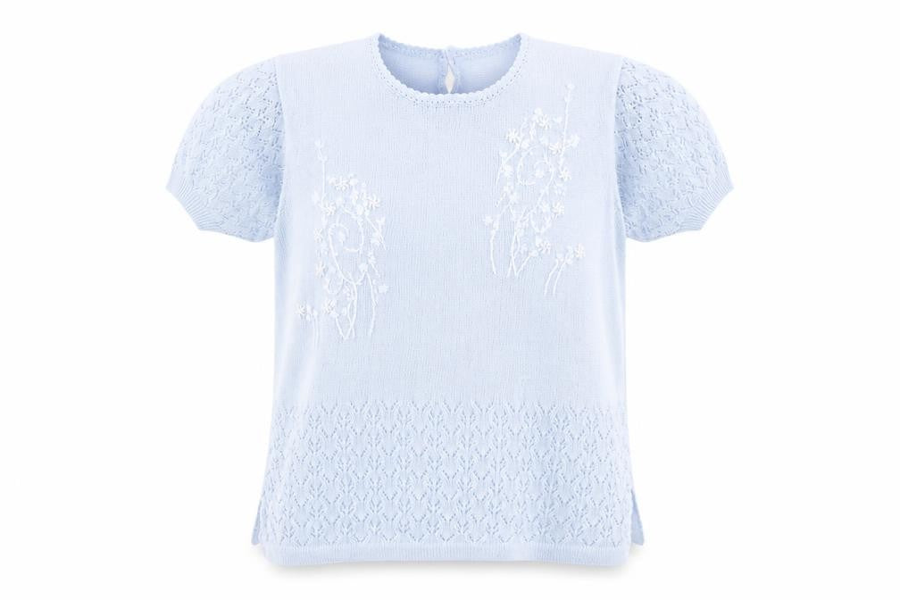 Front view of Prima women’s blue basic t-shirt, size XL