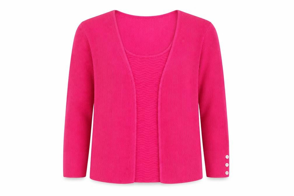 Front view of Per Una women’s pink jumper, size UK 8