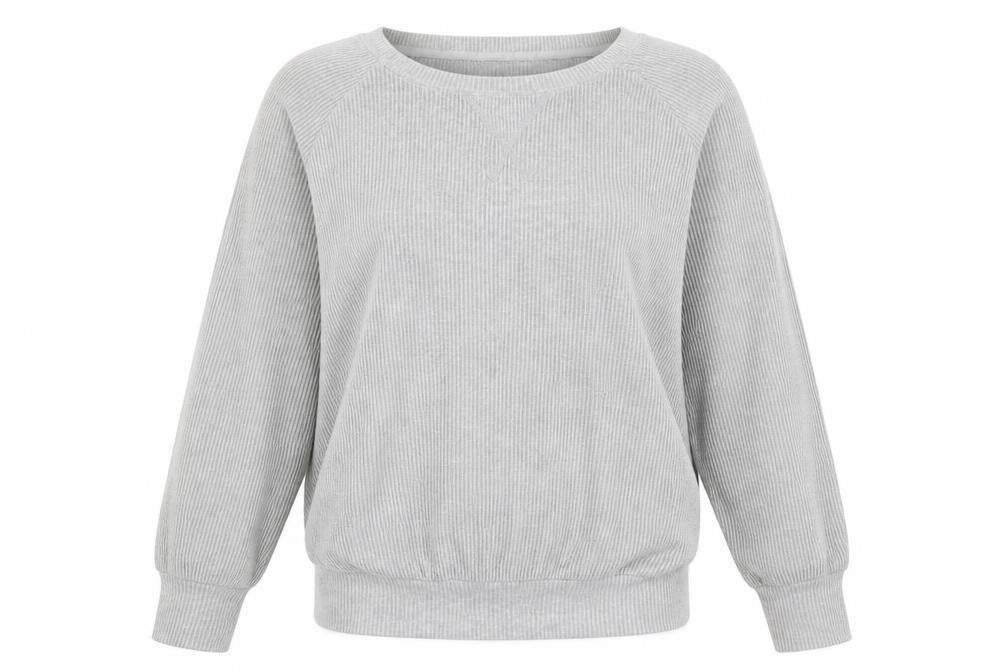Front view of boux women’s grey jumper, size UK 12