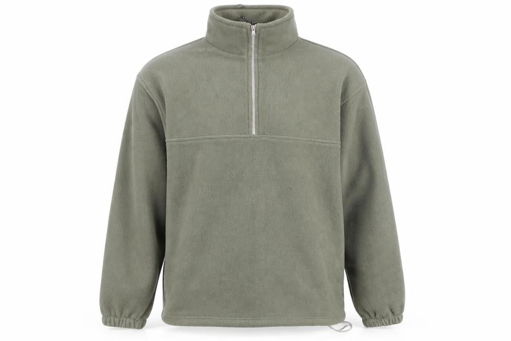Front view of active mountainwear men’s green jumper, size M