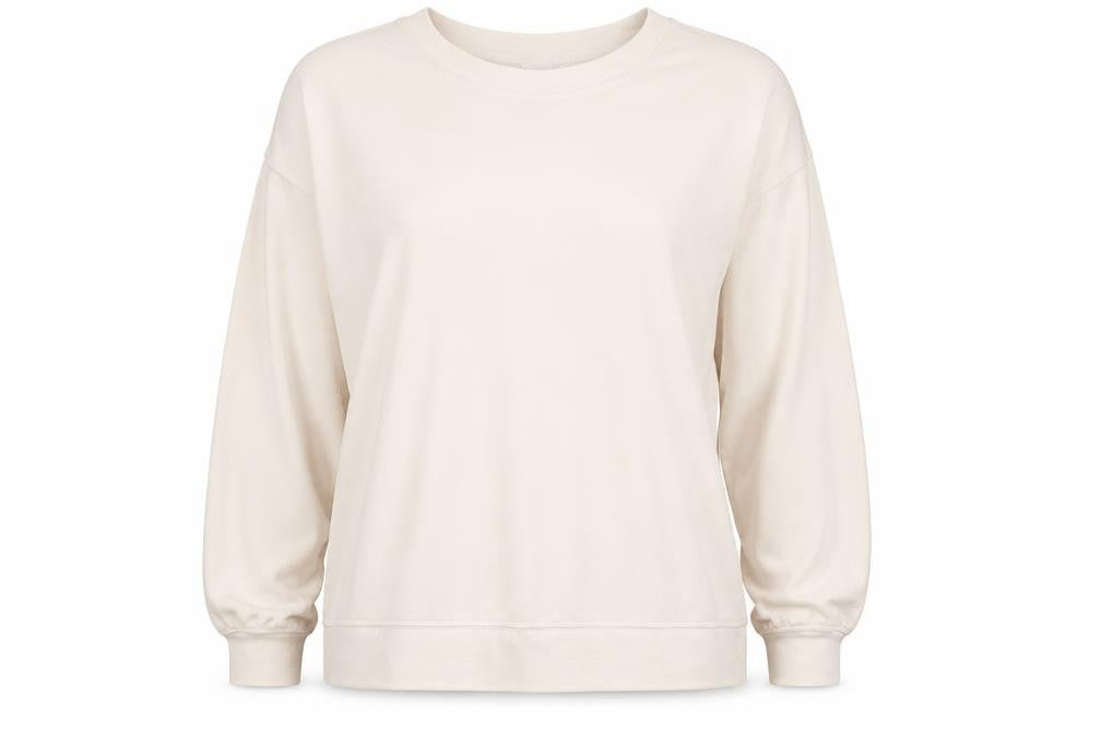 Front view of H&M women’s ivory jumper, size UK 8
