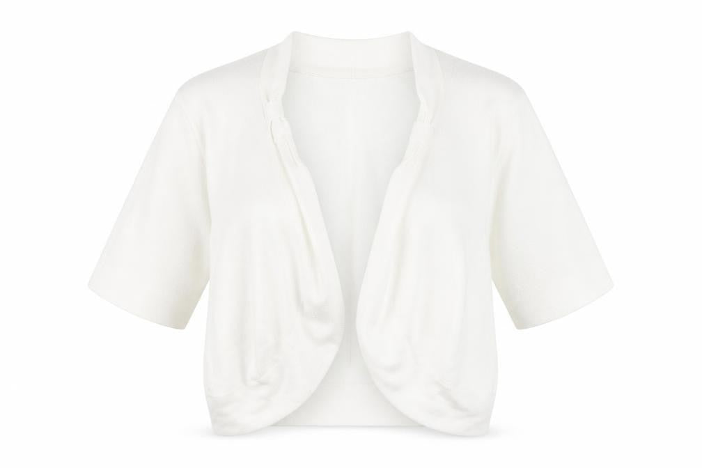 Front view of BHS women’s white cape jumper, size UK 14