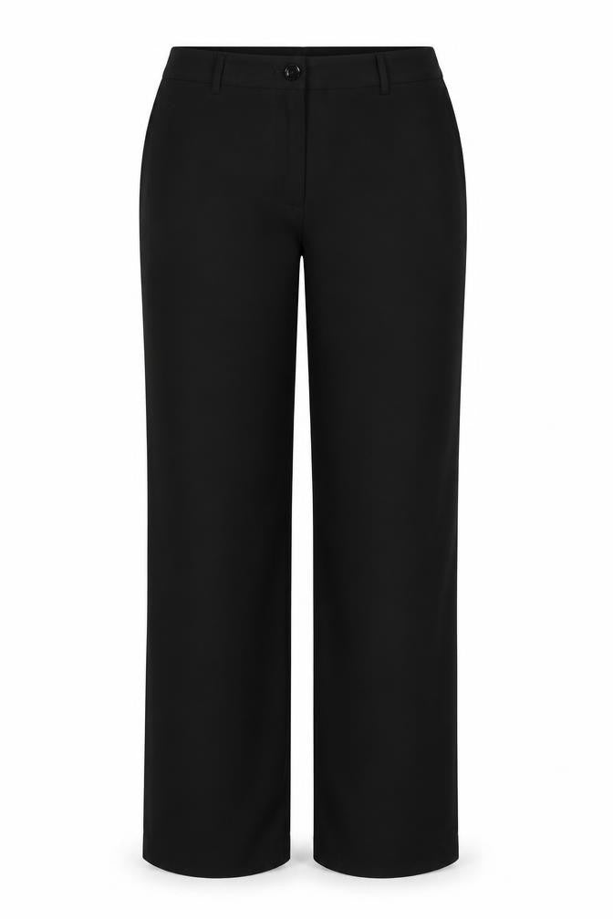 Front view of Fomanta women’s black trousers, size UK 12, 30-inch leg