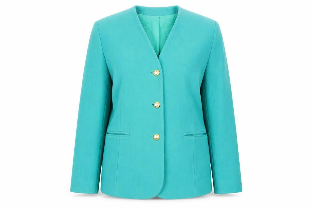 Front view of Nico Nico women’s green overcoat coat, size UK 14