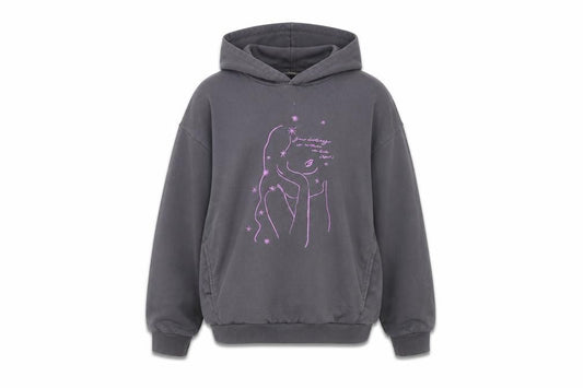 Front view of George girls’ grey pullover hoodie, size 9-10, years
