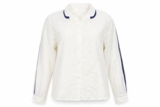 Front view of Kollecibles women’s white basic button-up, size UK 14